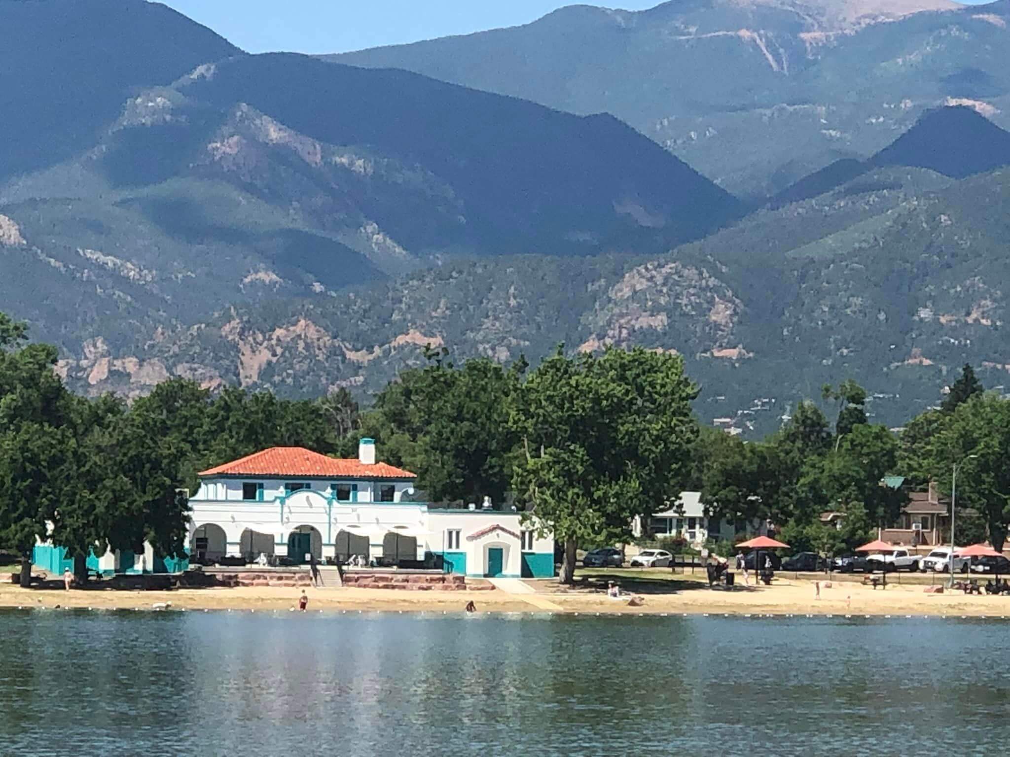 Photo of Prospect Lake, looking West with the Front Range in the background