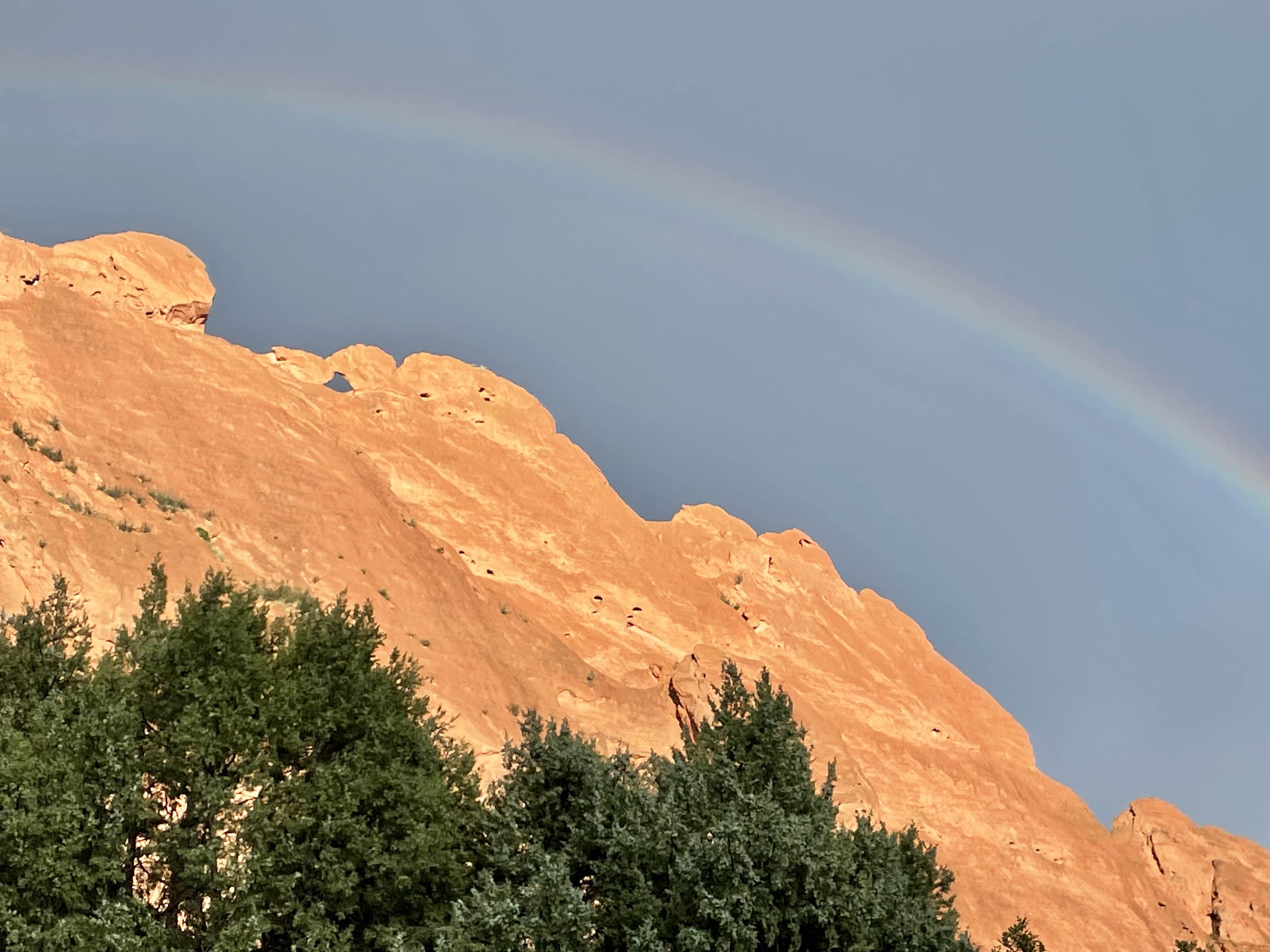Picture of Kissing Camels, at Garden of the Gods, with a rainbow overhead